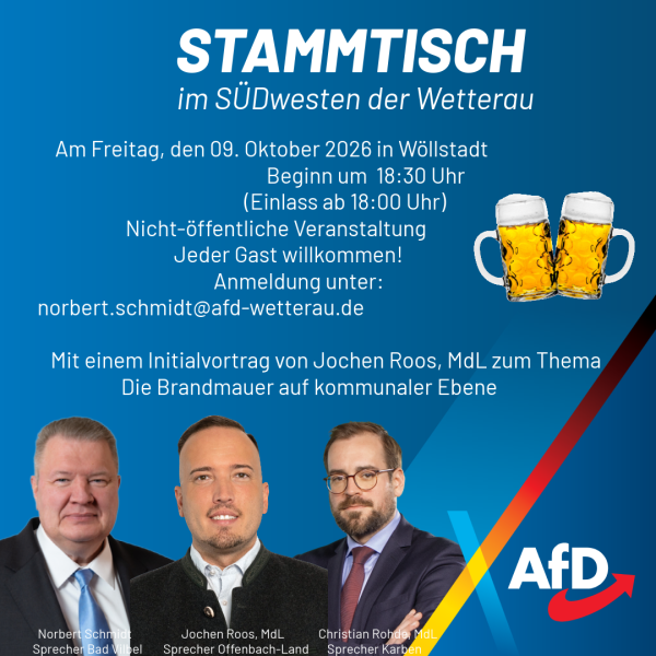 2026 10 09 Stammtisch SÜDwest in Wöllstadt